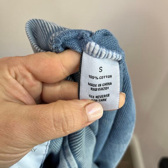 Lazy Sunday Blue Cropped Crewneck Sweatshirt Cotton Long Sleeve Top Sz S - Picture 7 of 8